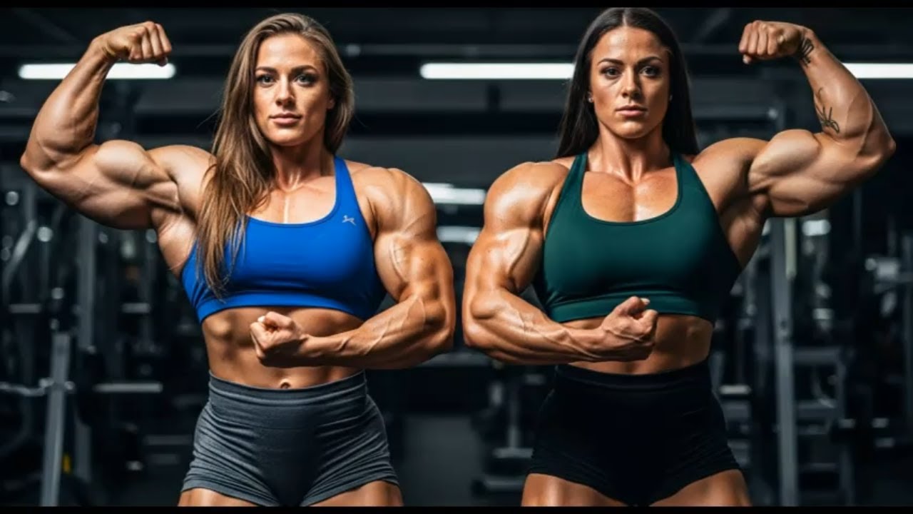 2 MASSIVE FEMALE BODYBUILDER WITH BIG BIG BIG BICEPS