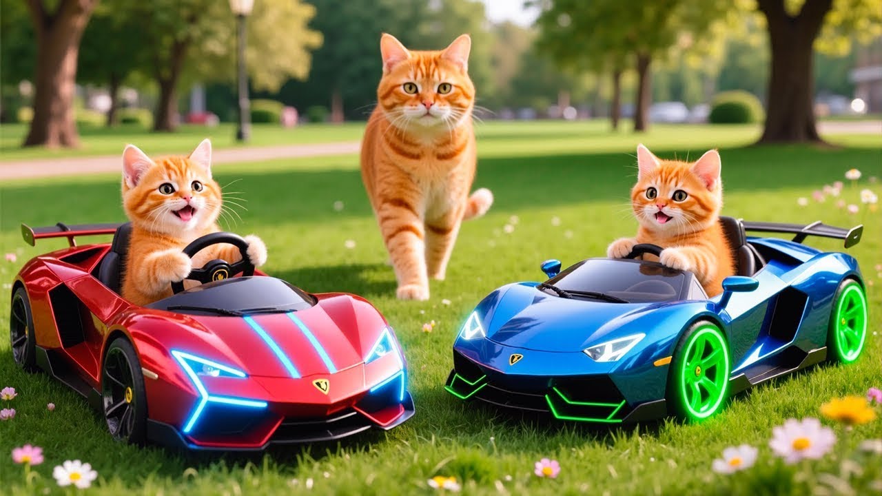 Mama Cat and Ginger Kitten Harvest Grapes to Make Kitten’s Waterpark Dream Come True 🍇💦🐾