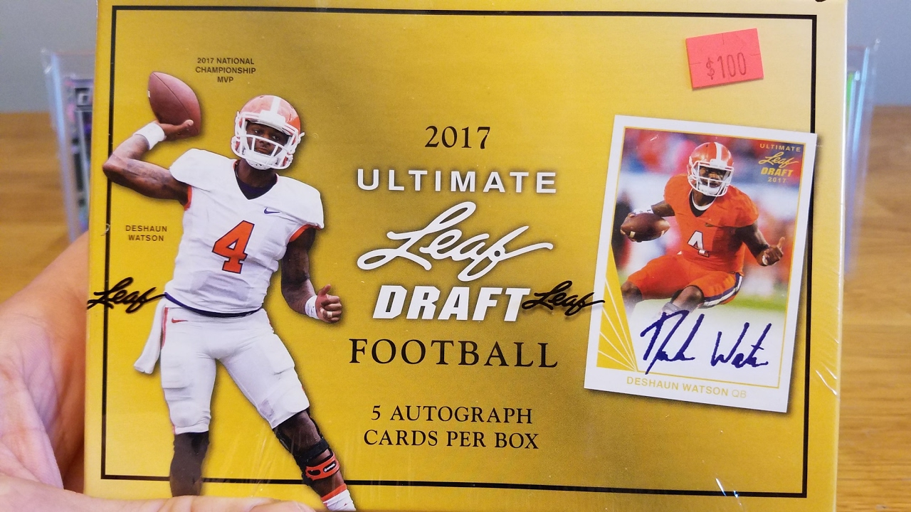 2017 Ultimate Leaf Draft Football Hobby Box. 5 Autos per Box. - YouTube