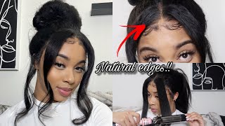 Watch Me Do an Updo Hairstyle Without A 360 Frontal | 4c Kinky Edges ft. Julia Hair