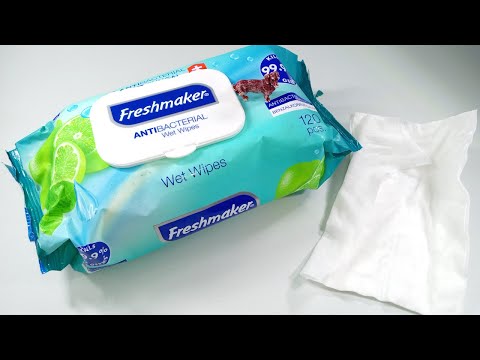 Вологі серветки антибактеріальні Freshmaker Antibacterial and Antifungal 72 шт. Гігієнічні серветки для рук та тіла, видео 1