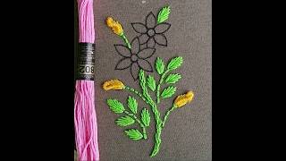 Easy Hand Embroidery: Simple Floral Bunch for Mini Hoop |Fishbone Floral Bunch | ruphandicraft