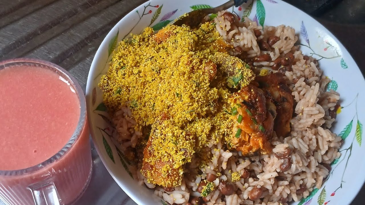 Meu almoço de hoje - Baião com farofa