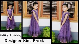 Designer kids frock cutting and stitching