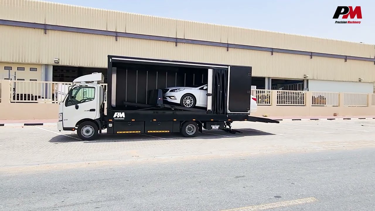 PM Tilt & Slide Recovery Truck With Fixed Sliding Curtain Box, Ramp& remote control - Hino