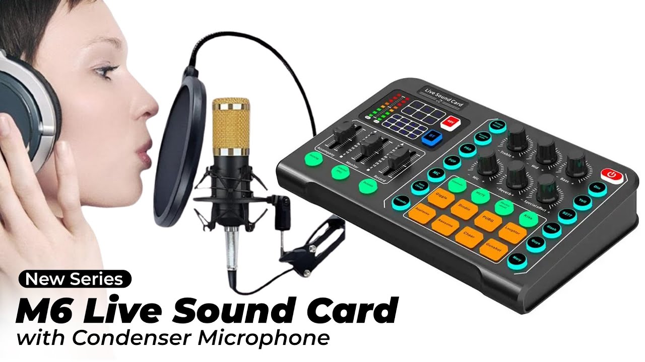 M6 Live Sound Card with Condenser Microphone