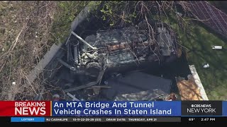 Crash leaves Triborough Bridge and Tunnel vehicle overturned on Staten Island