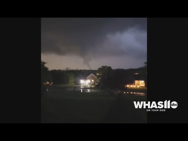 RAW: Funnel clouds, possible tornadoes spotted in southern Indiana class=