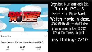 Fox-Pixar Media Danger Mouse: TLMS reached 1k views ( Read desc) 13+