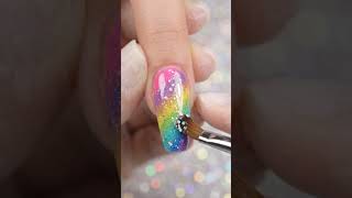 Rainbow Glitter Ombré Nails 🌈✨ | Satisfying Nail Art Tutorial#NailArt  #Nails #OmbreNails  #Shorts