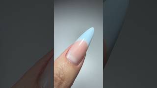Almond dual form nail extensions encapsulated baby blue French