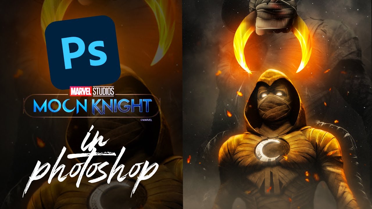 Try to make an epic moon knight movie poster using photoshop !!--