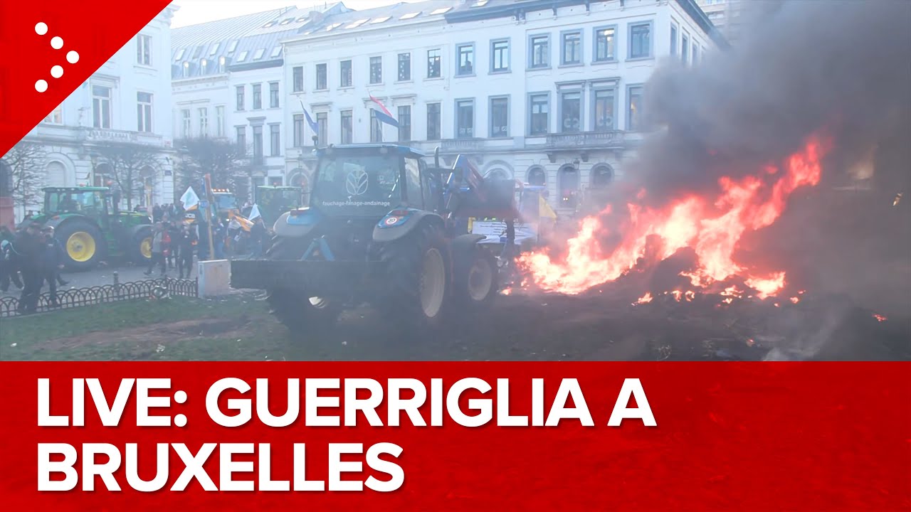 LIVE Bruxelles, la rabbia degli agricoltori. Scontri con la polizia: diretta video