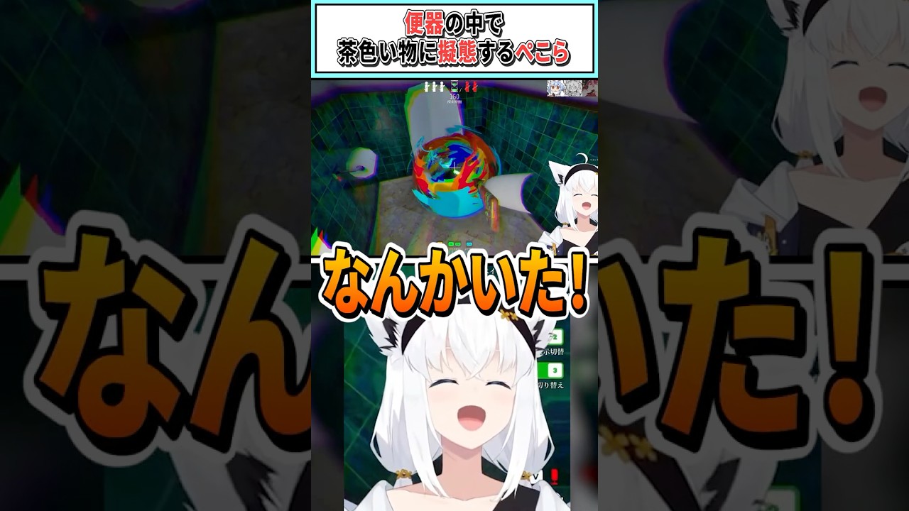 便器の中で茶色い物に擬態するぺこら【兎田ぺこら/白上フブキ/綺々羅々ヴィヴィ/桃鈴ねね/宝鐘マリン/ホロライブ切り抜き】 #shorts #vtuber #ホロライブ切り抜き