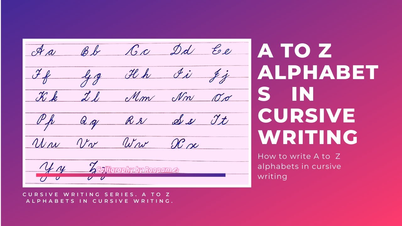 HOW TO WRITE A TO Z ALPHABETS IN CURSIVE WRITING [Capital and small ...