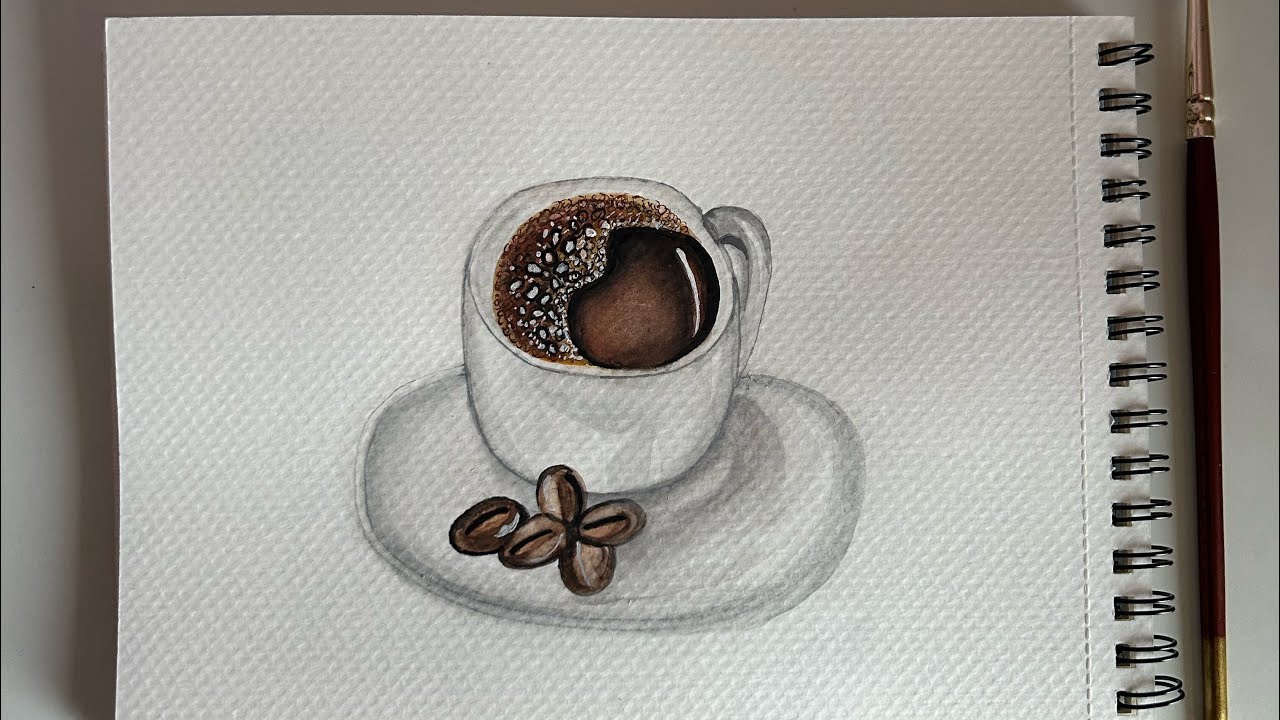 How to draw a coffee painting| Realistic coffee painting | Easy ...