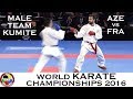 BRONZE (2/4) Male Team Kumite AZE vs FRA. 2016 World Karate Championships