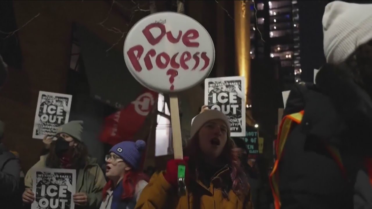 Hundreds gather at ICE Out For Good Protest in Des Moines - YouTube