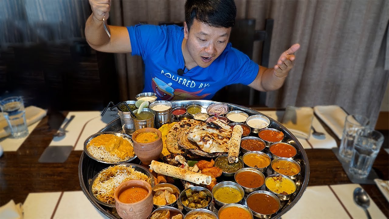 MASSIVE Plate of INDIAN FOOD (Thali) Over 30 ITEMS!!! | Strictly Dumpling