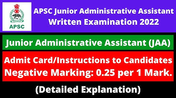 APSC JAA Written Exam 2022: E - Admission Certificate & Instructions to Candidates (Official Update)