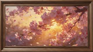 Golden Sakura Glow | Dreamy Cherry Blossoms | Soft Piano Ambience | Frame TV Art 4K screenshot 5