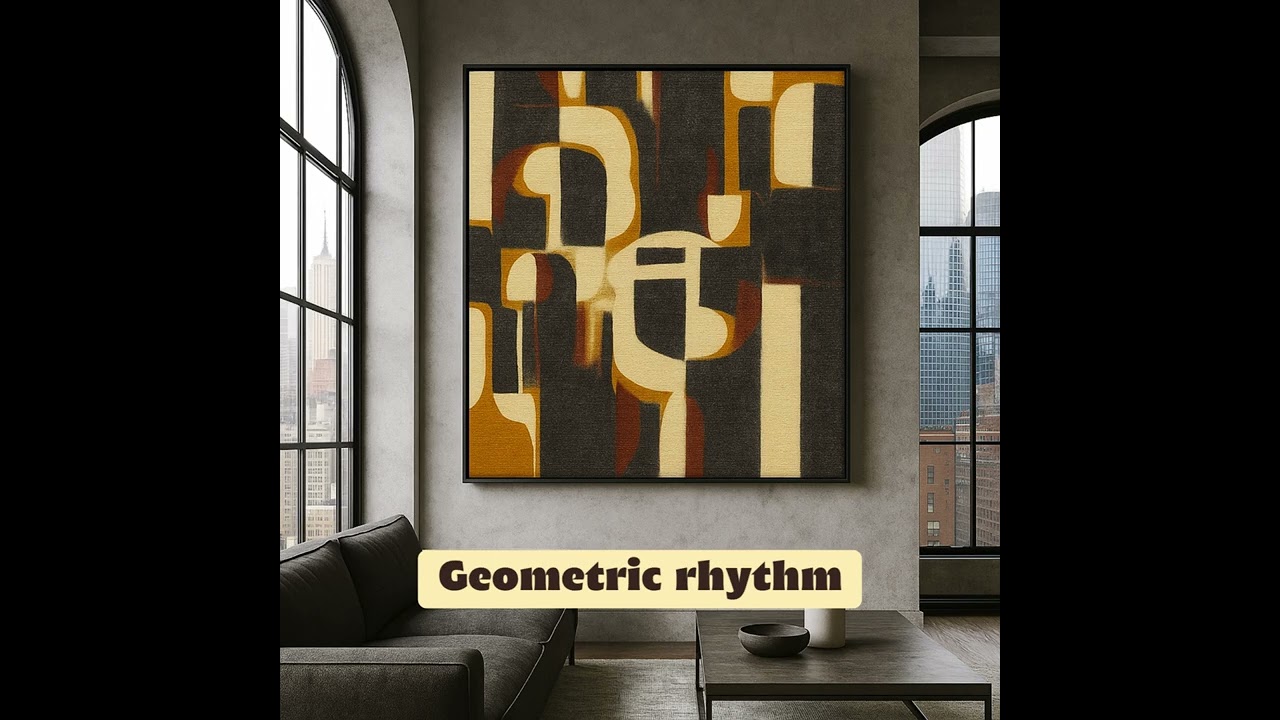 🏙️ Brutalist Urban Echo – Large Abstract Geometric Canvas Wall Art