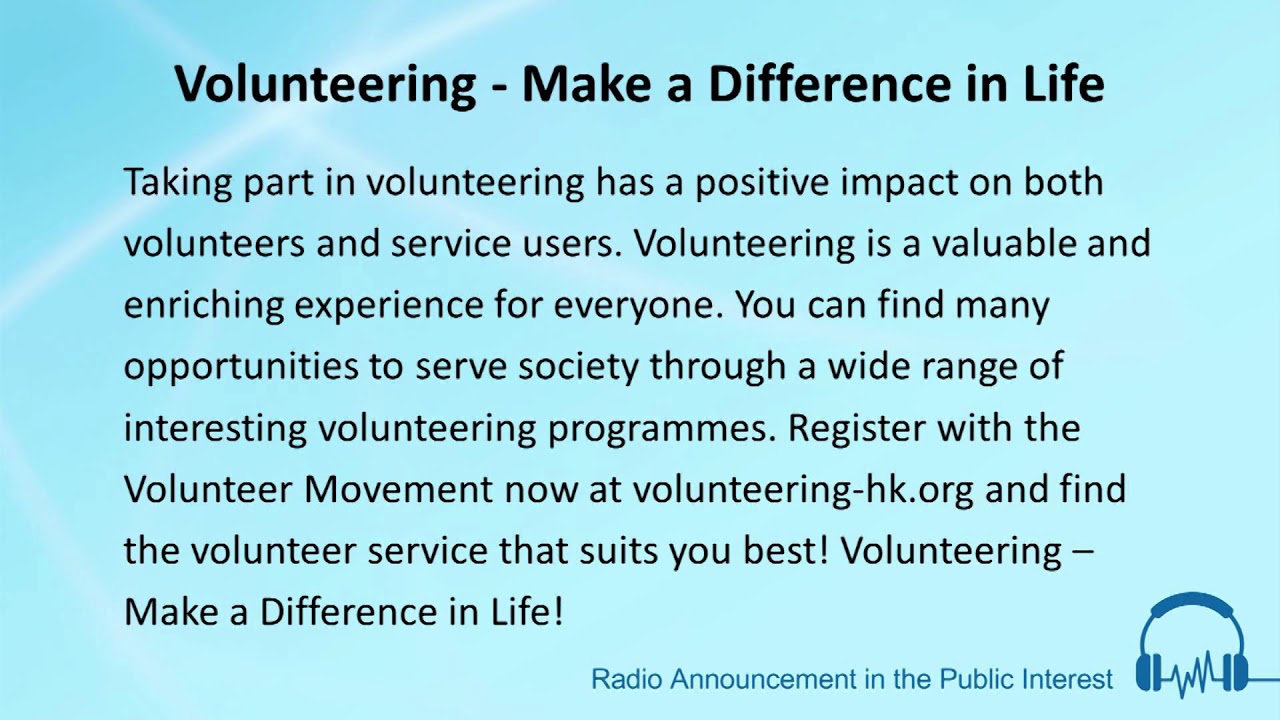 Volunteering - Make a Difference in Life - YouTube