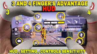 3 and 4 finger custom HUD advantage free fire HUD setting controls sensitivity tips and tricks