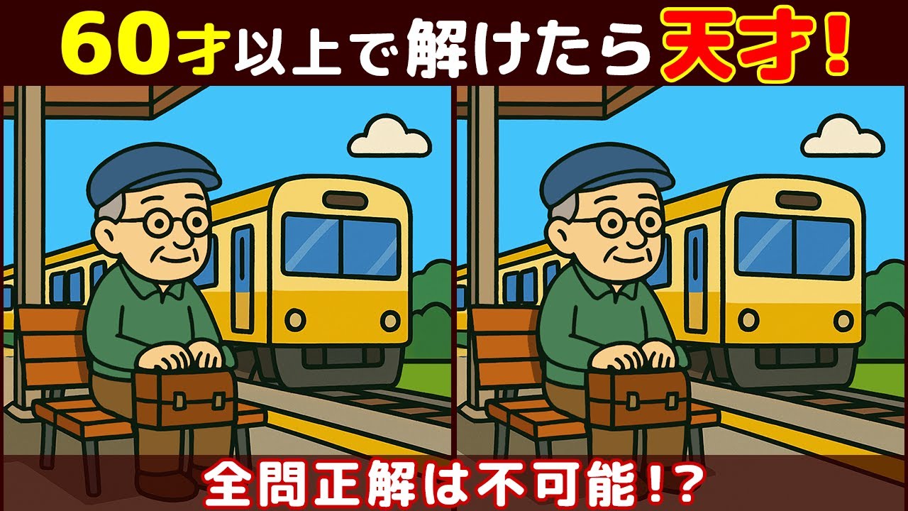 【間違い探しクイズ】高齢者の脳が若返る難しい脳トレ！頭の体操におすすめ！お婆さんや動物のイラストなど！【脳活】#232