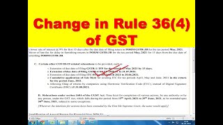 Change in Rule 36(4) of GST