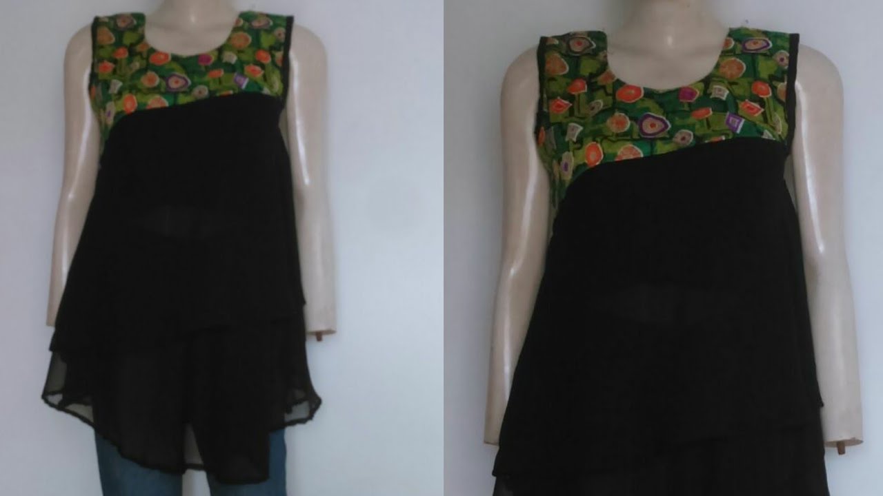 Designer double layer umbrella cut top cutting and stitching how to