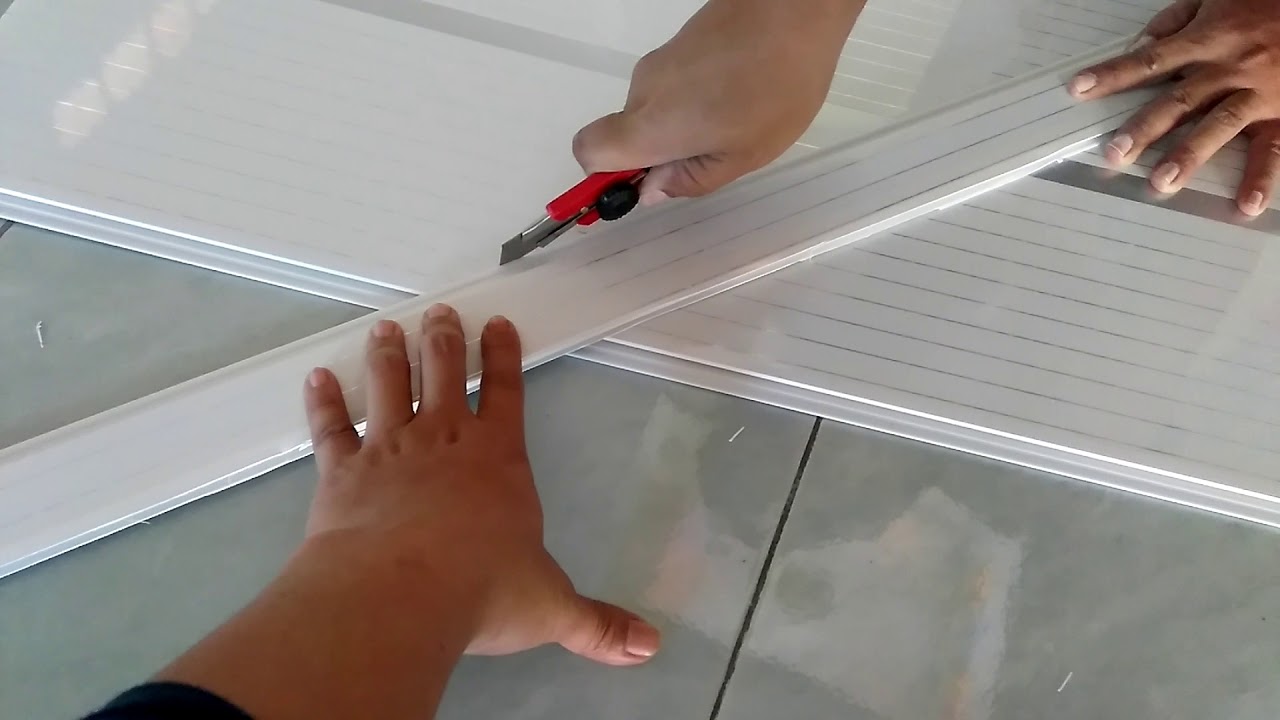 Cara Memotong Bahan  Plafon  PVC  Model Miring Sudut 45 