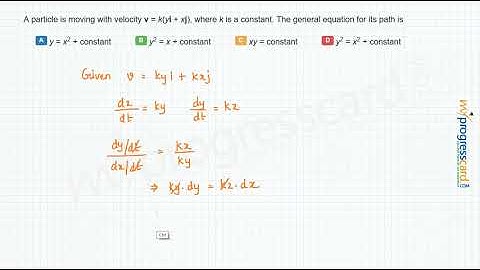 A particle is moving with velocity v = k(yi + xj),