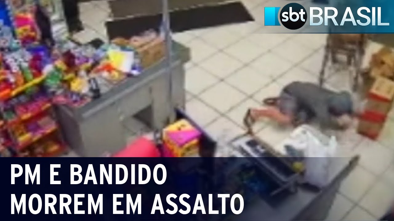 PM de folga é morto após reagir a assalto em um mercado | SBT Brasil (09/07/22)
