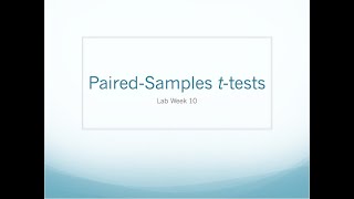 Ch. 11 Paired Samples t-Tests LAB video
