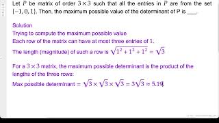 Problem Solving | Linear Algebra | JEE Advanced 2018