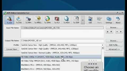 How to convert MOD, TOD or AVCHD using AVS Video Converter?