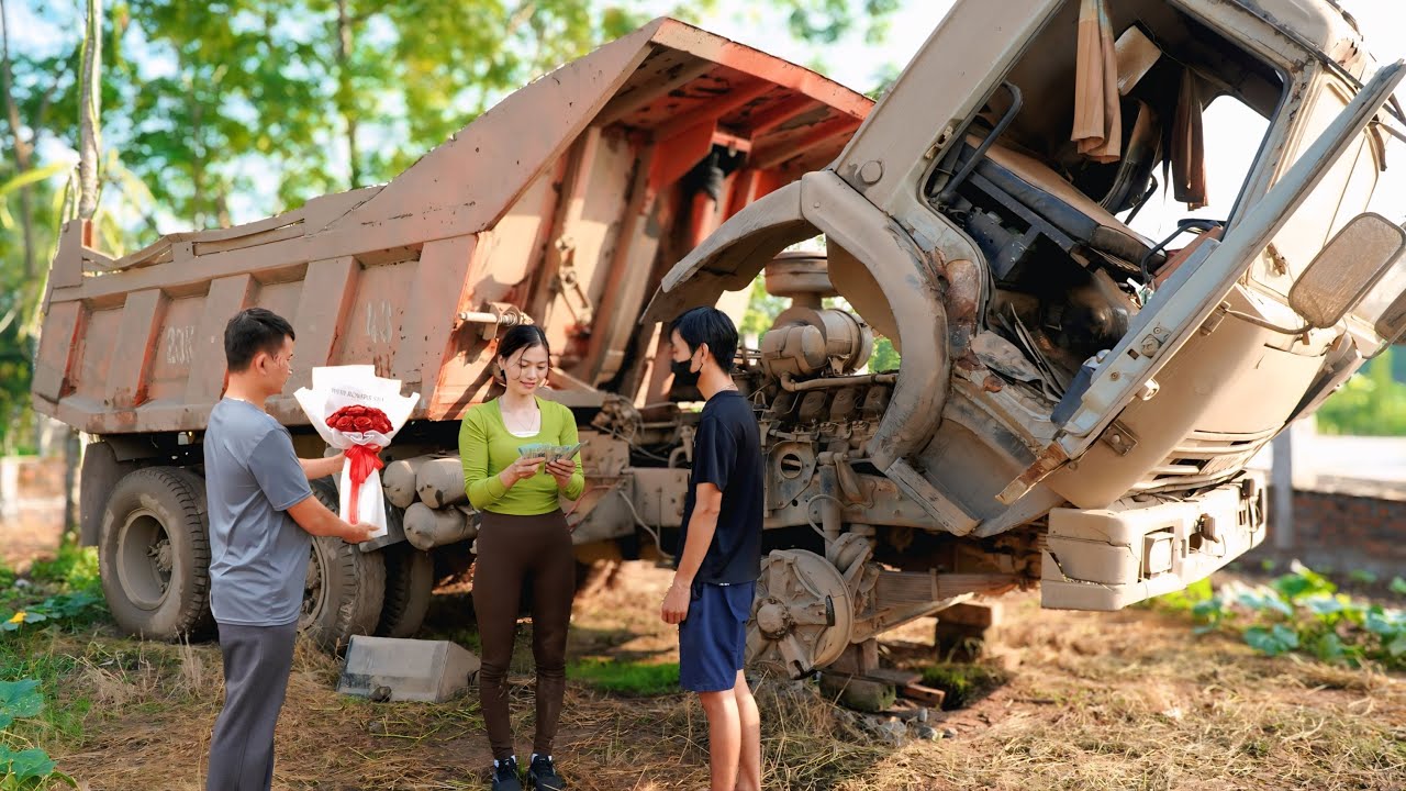 Time-lapse video: Girl restarts abandoned KAMAZ truck (17 tons) and turns it into a masterpiece!🛠🛠🛠