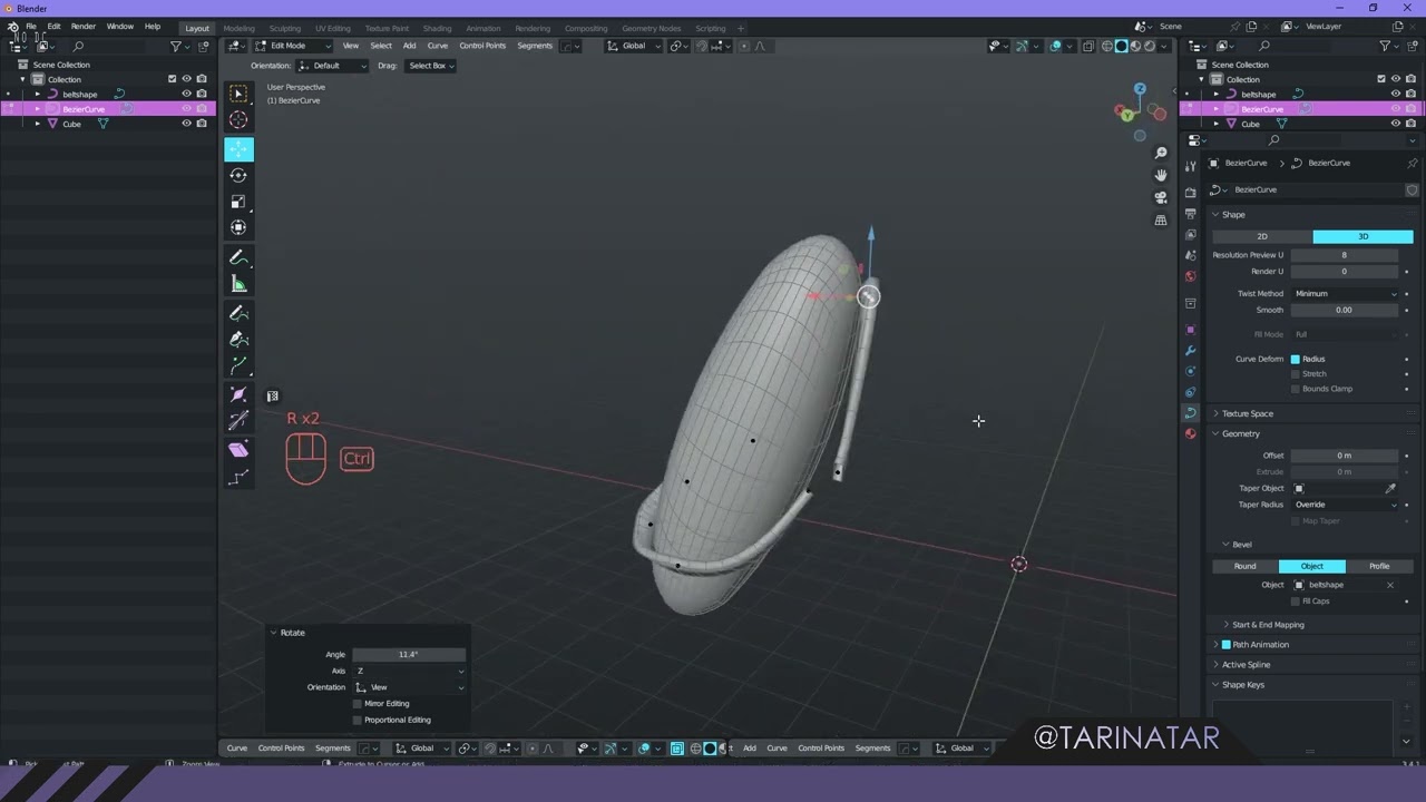 How to snap belt on main object in blender? Tutorial