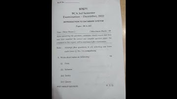B.c.a 3rd sem paper Dec 2022(Introduction to data base system) MDU