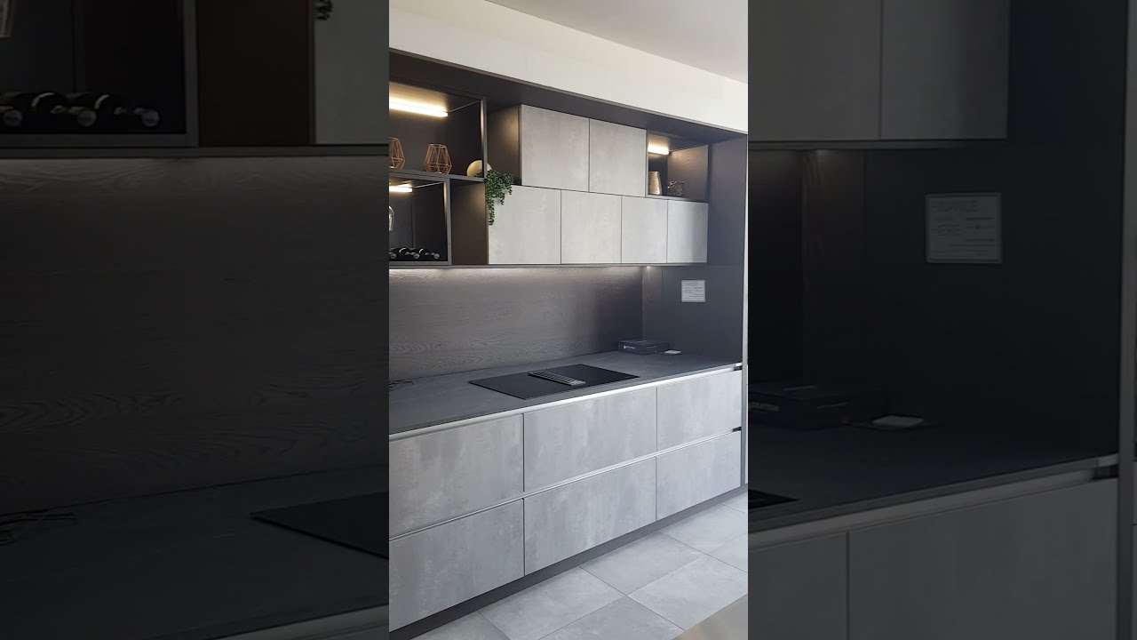 Grey Concrete Handle-less Kitchen Trendy Minimalism & Contemporary 