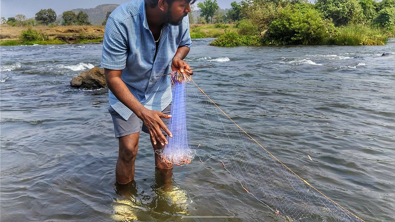 कमी पाण्यात मासे पकडण्याचे जाळे 😍 या मध्ये भेटतात भरपूर मळ्याचे मासे, मले मासे पकडण्याचे जाळे.