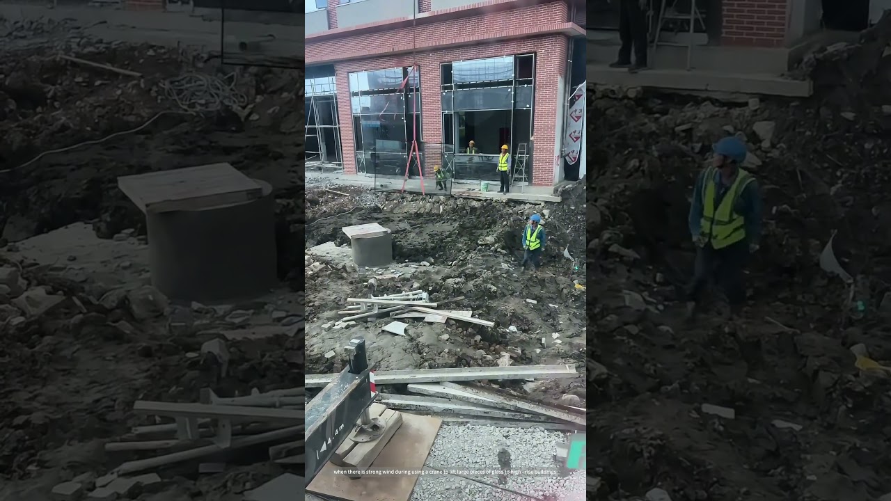 Use The Crane To Lift A Large Piece Of Glass !