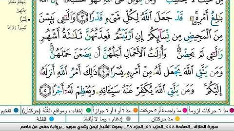 سورة الطلاق مكتوبة برواية حفص عن عاصم الشيخ أيمن سويد