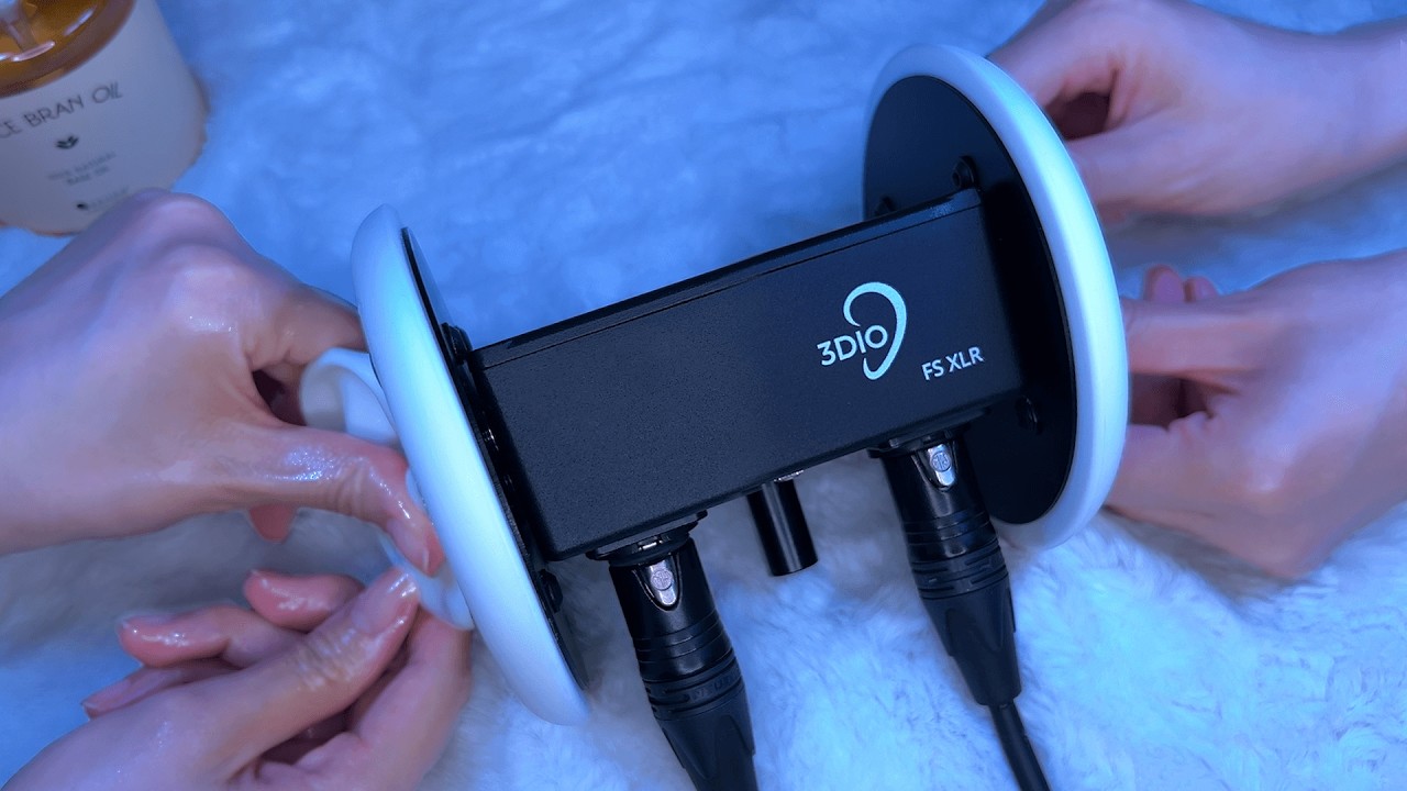 ASMR Brain Melting Ear Massage for Deep Sleep 😴 3Dio, oil, cream, foam etc. / No Talking / 耳マッサージ