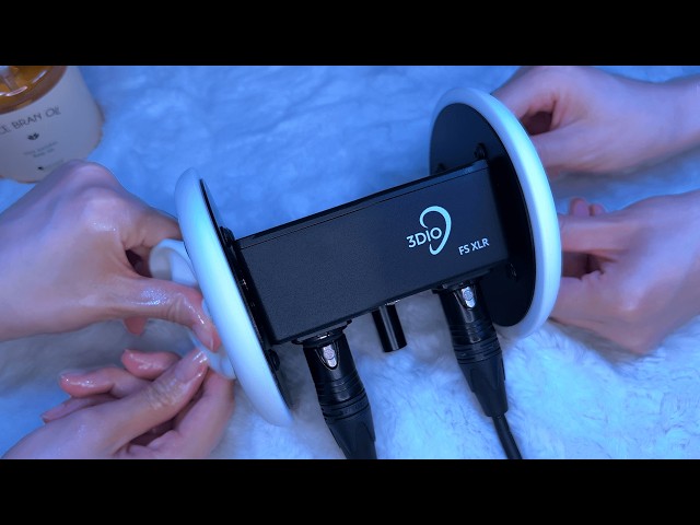 ASMR Brain Melting Ear Massage for Deep Sleep 😴 3Dio, oil, cream, foam etc. / No Talking / 耳マッサージ