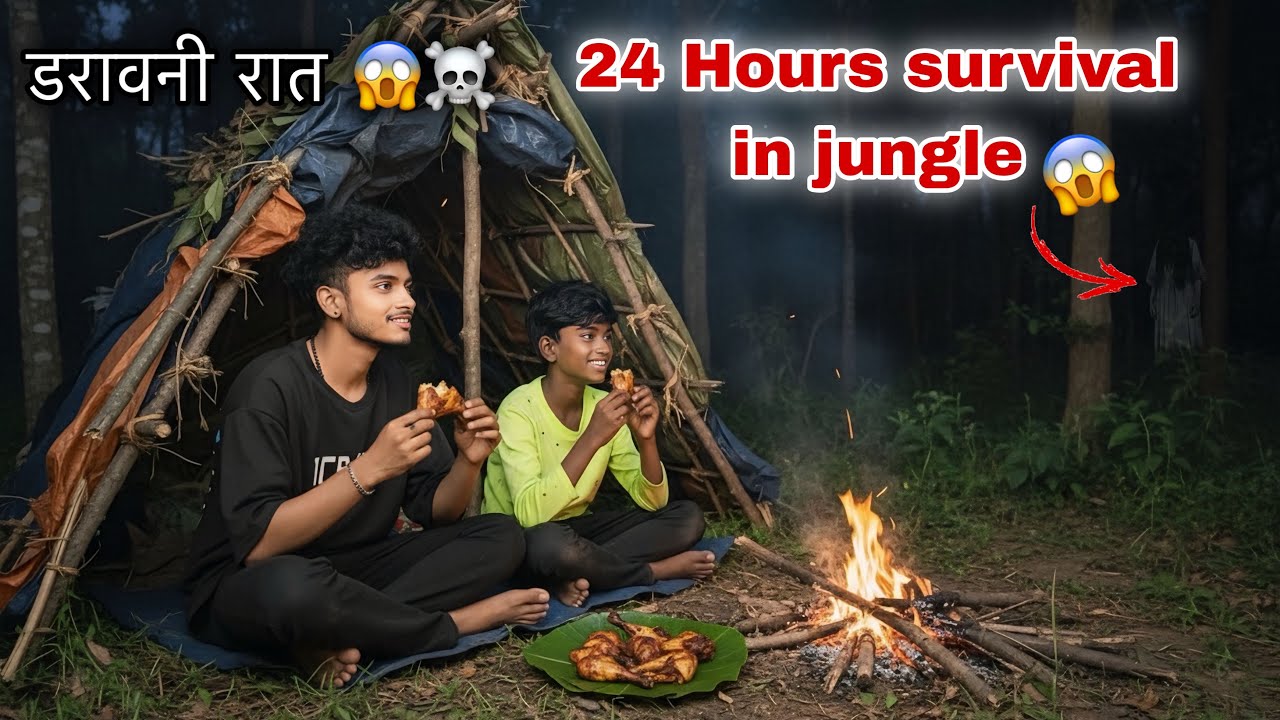 I Survived The Jungle For 24 Hours | Night Camping in forest - YouTube