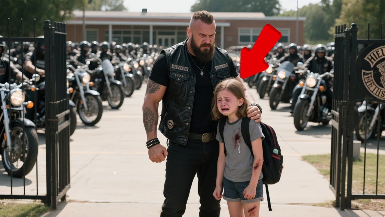 “Who Hurt My Daughter?” the Biker Roared — Minutes Later, 200 Riders Filled the Schoolyard