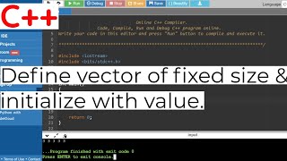How to define vector of fixed size & initialize it with value in cpp.