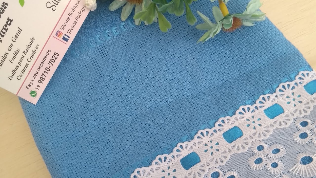 Como colocar Bordados inglês e passa fita na toalha
